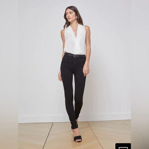 NWOT L'AGENCE Marguerite High Rise Velvet Skinny Jeans in Black SZ 25